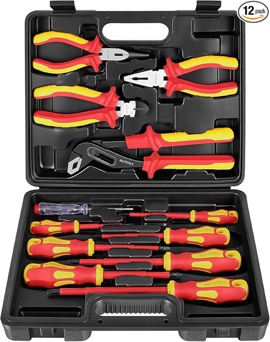 BILITOOLS Insulated Screwdriver & Pliers Set, 1000V Electrical Tools for Electrician Magnetic Phillips Slotted Pozidriv Tips