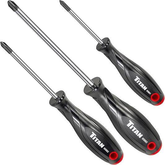 Titan 65885 JIS 3-Piece Screwdriver Set with Magnetic Tips – Includes #1 x 3", #2 x 4", #3 x 6" – Designed for Japanese Standard Screws, Compatible with Japan-Made Cars, Trucks, and Motorcycles