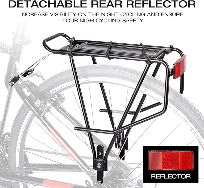 Rear Bike Rack - Bike Cargo Rack for Flat Mount Disc Brake/Non-Disc Brake Mount - Large Capacity Bicycle Pannier Rack (Narrower)