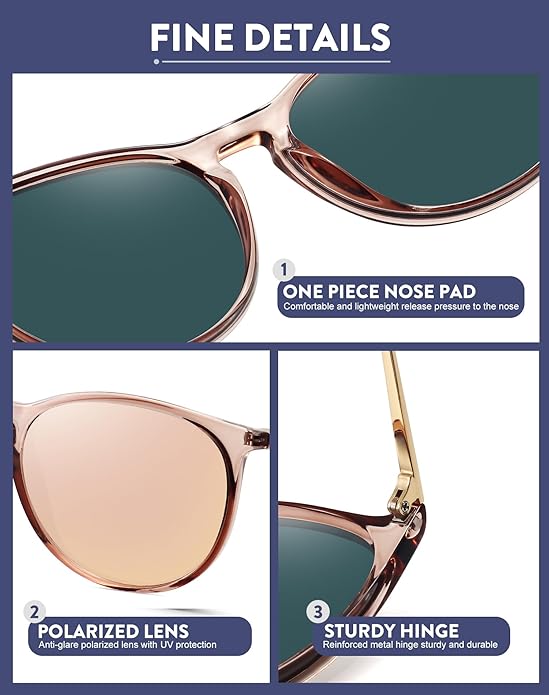 WOWSUN Retro Polarized Sunglasses Womens 2026 Trendy Round Classic Glasses