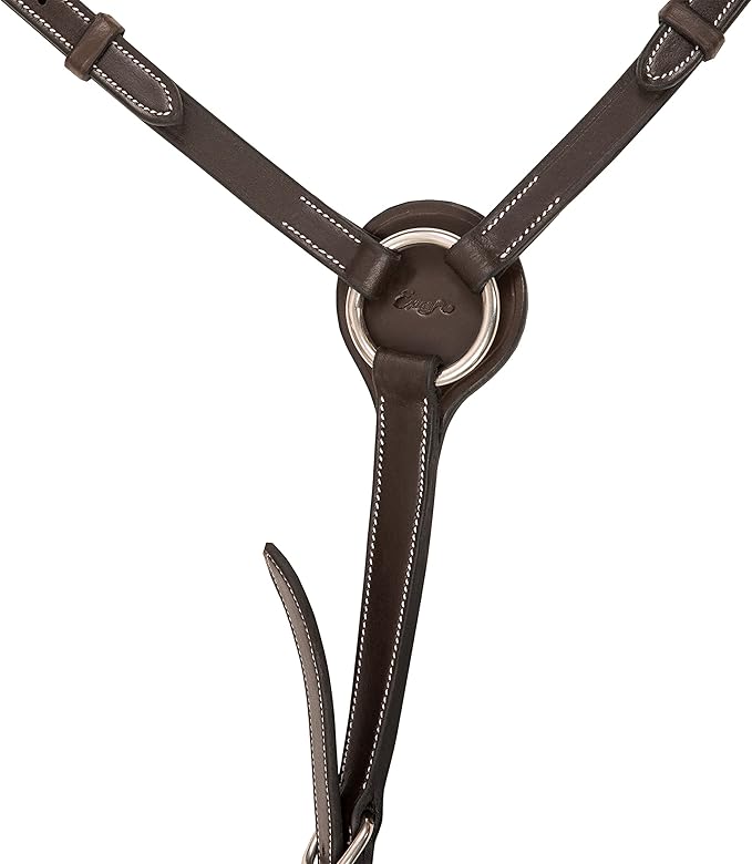 Exion English Horse Breastplate with Running Martingale | Premium 3-Point Breastplate with Wither Padding, Girth Loops & Elastic Chest | Vegetable-Tanned Leather | Black & Brown