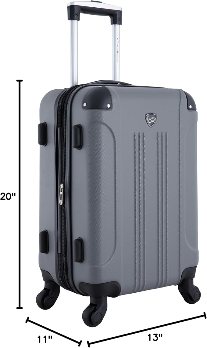Travelers Club Chicago Hardside Expandable Spinner Luggage, Charcoal, 22インチ機内持ち込み可能
