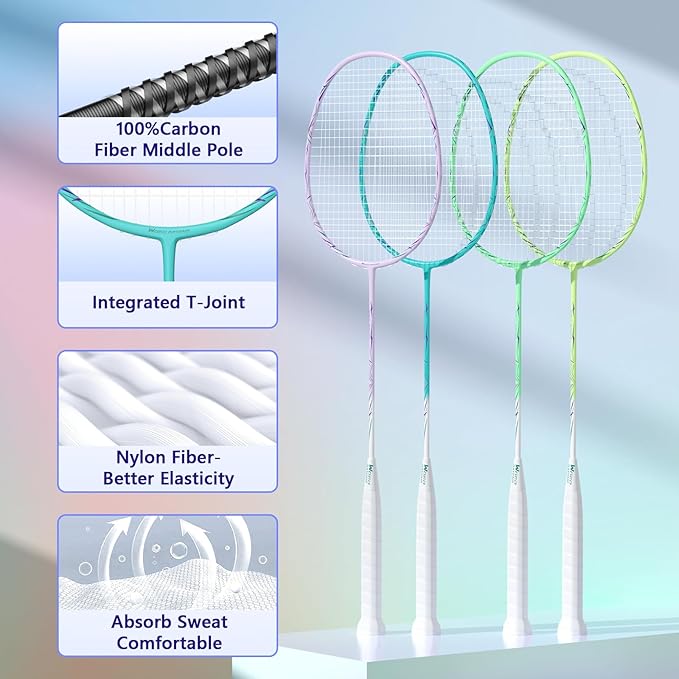 Professional Carbon Fiber Badminton Rackets Badminton Racquet for Backyards Gym