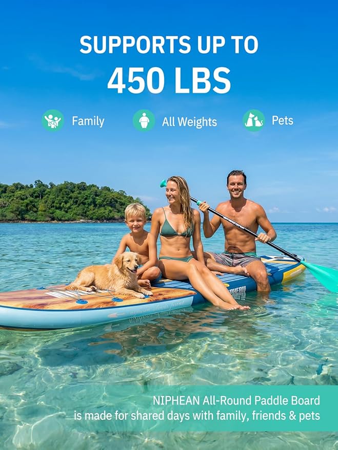 Niphean Inflatable Stand Up Paddle Board with SUP Accessories, Anti-Slip EVA Deck, 10’6’’ Inflatable Paddle Boards for Adults & Youth of All Skill Levels