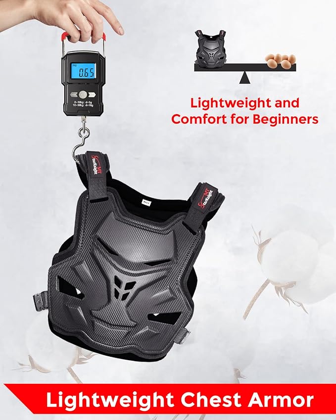 StarknightMT Motorcycle Chest Armor Lightweight Adult Men Motocross Chest Protector, Adjustable Body Armor Vest for Motocross Riding Road Racing Cycling Skiing Skating Easy-wear Chest Guard