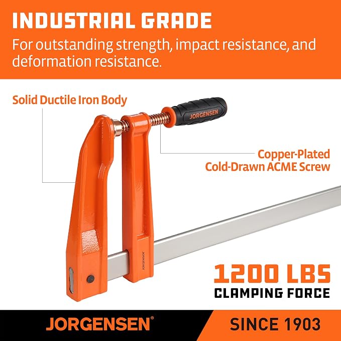 Jorgensen 18-Inch Deep-Reach Throat Bar Clamps, 7" Throat Depth, 2-Pack