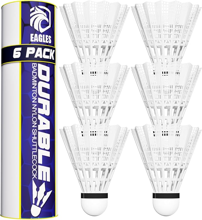 EAGLES Badminton Birdies - Nylon Bedminton Shuttlecocks for Softball/Baseball Batting Training - Highly Stable & Durable 24 Pack, 12 Pack or 6 Pack Shuttle Balls for Indoor and Outdoor Matches