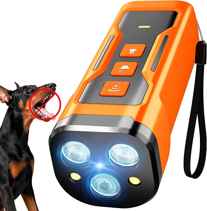 Dog Bark Deterrent Devices, 6 Modes 3X Ultrasonic Anti Barking Device for Dogs, 33 FT Range Barks No More Indoors Neighbor Outdoors with Flashlight,Dog Training Device