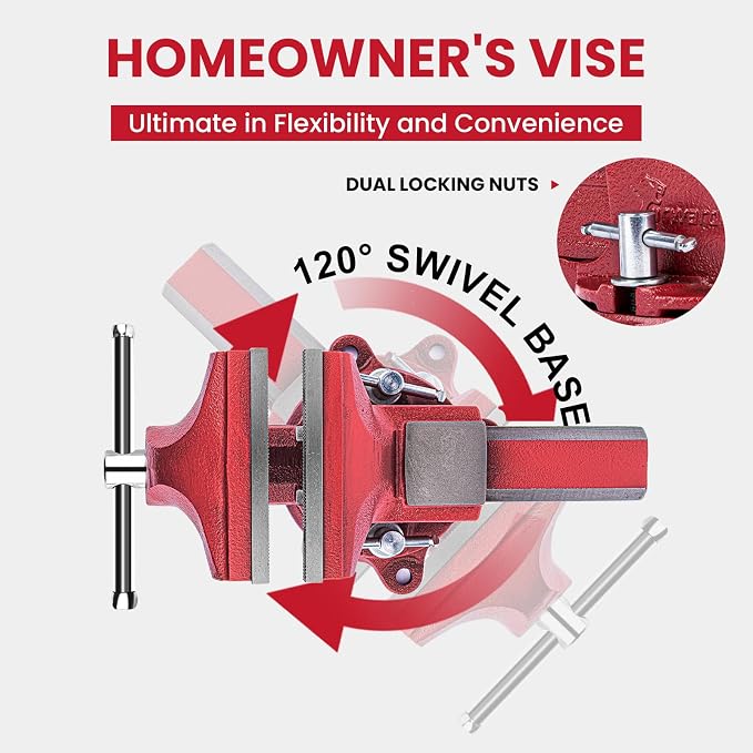 Forward 1308 8 Inch Bench Vise Workbench Vise with Anvil and Swivel Base