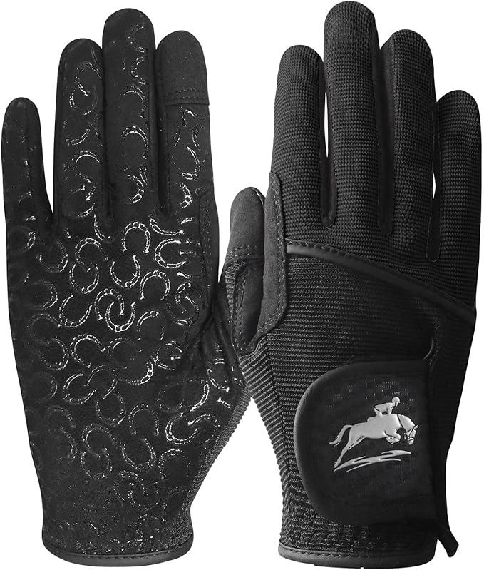 FINGER TEN Womens Horse Riding Gloves Premium Equestrian Horseback Gloves for Ladies, Mesh Breathable Lightweight Comfortable Grip Summer Color Pack