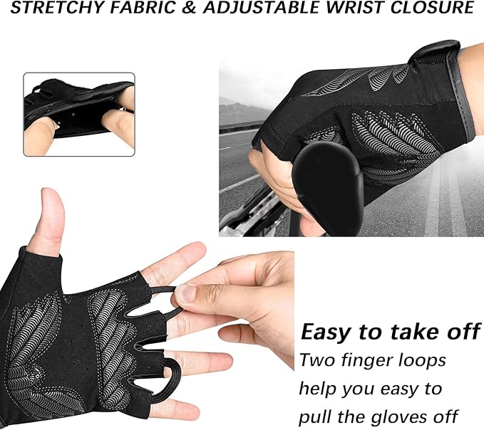 MOREOK Cycling Gloves Bike Gloves for Men/Women-[5MM Gel Pad] Half Finger Bicycle Biking Gloves for Cycling/Weight Lifting/Gym/Motorcycle/Rowing/Outdoor Sports