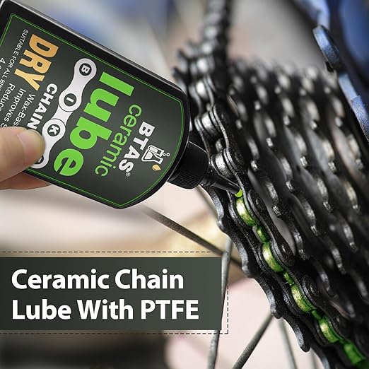 BTAS Ceramic Dry Bike Chain Lube 4 oz -UV Tracer Dye -Road,Mountain Bicycle Lubricant Oil,Dry and Dusty Weather Conditions