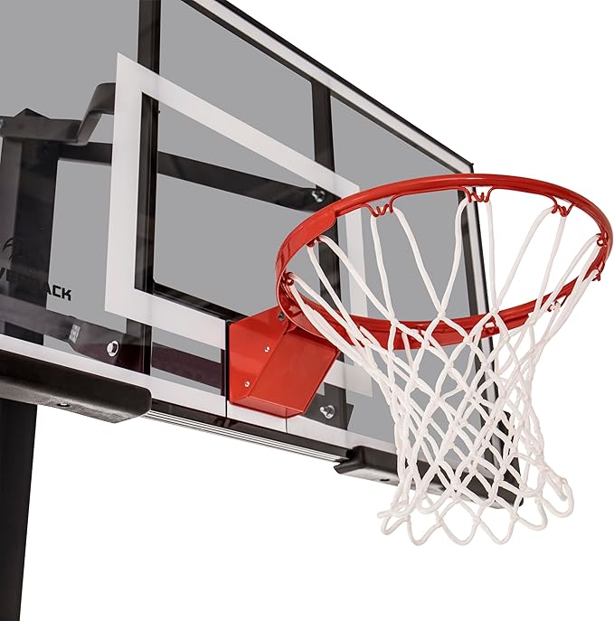 Silverback Height Adjustable In-Ground Basketball Hoop with Tempered Glass Backboard, Pro-Style Breakaway Rim & Backboard Pad