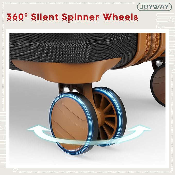 Joyway 28インチ スピナーホイール付きスーツケース、軽量ハードシェル大型スーツケース、TSAロック付き3点セット、ブラック