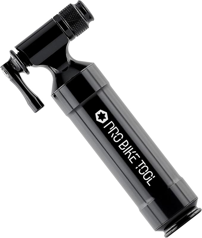 Pro Bike Tool CO2 Inflator with Cartridge Storage Canister Quick, Easy and Safe - for Presta and Schrader - Bicycle Tire Pump for Road and Mountain Bikes
