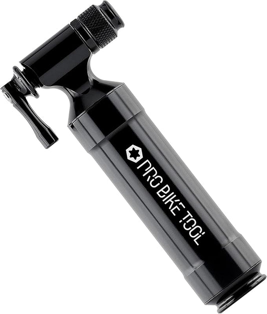 Pro Bike Tool CO2 Inflator with Cartridge Storage Canister Quick, Easy and Safe - for Presta and Schrader - Bicycle Tire Pump for Road and Mountain Bikes