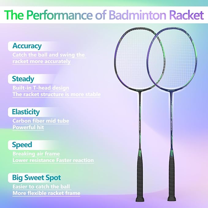 Professional Carbon Fiber Badminton Rackets Badminton Racquet for Backyards Gym