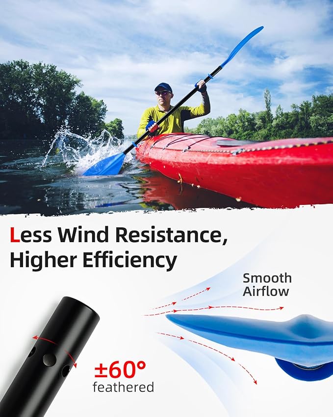 Abahub 調整可能カヤックパドル 210-230 cm/ 230-250 cm フローティングカヤックオール ボートオール カヌーオール ブラック