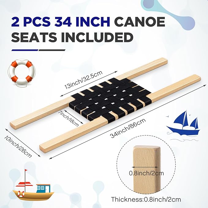 JellyArch 34 Inch Canoe Seats Nylon Webbed Seat Replacement Canoe Hardware
