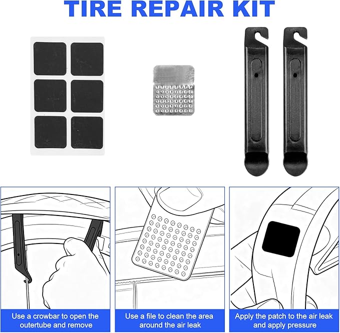 Bicycle Seat Bag Water Proof with Bike Tool Kit, Bike Repair Kit with Bike Tire Pump Blue Bicycle Repair Bag Portable Wrenches Glueless Tire Patchs 15 in 1