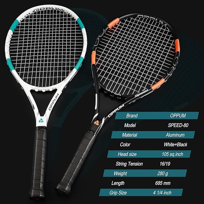 PRO-500 Adult Tennis Rackets, 2-Pack Pre-Strung Racquets for Beginners & Intermediate with Carry Bag & 2 Balls, 105 Sq Inch Oversized Head for Women & Men, Arm Friendly Vibration Control