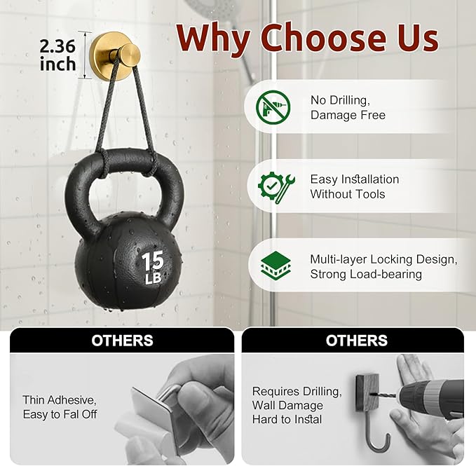4 Packs Suction Cup Hooks for Shower, Heavy-Duty Wreath Hangers for Front Door, No Drill Glass Door Shower Suction Hooks No Damage for Walls Bathroom Kitchen Window Mirror Tile Towel Coat Robe Loofah