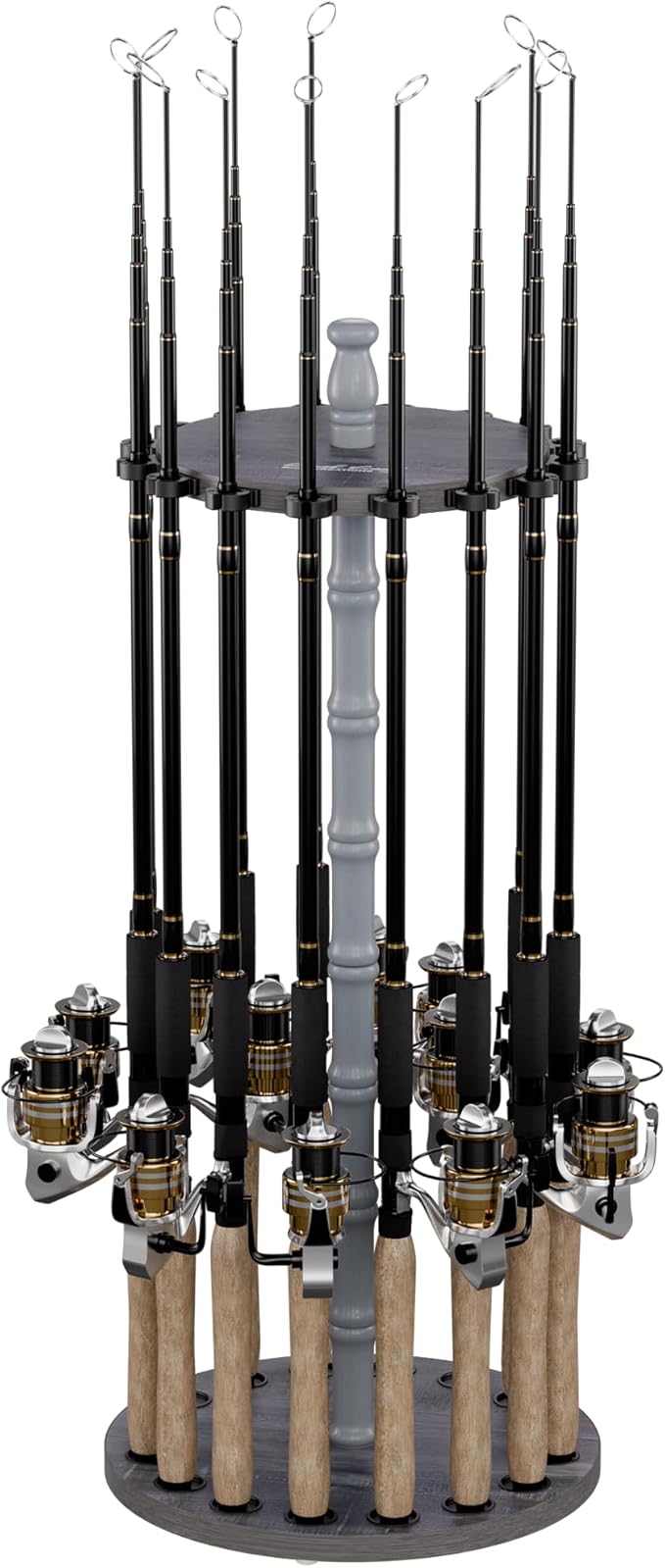 Rush Creek Creations | Rod Holder for 16 Fishing Poles, Garage Organization and Storage, for Reels, Gear, Accessories, Tackle Box