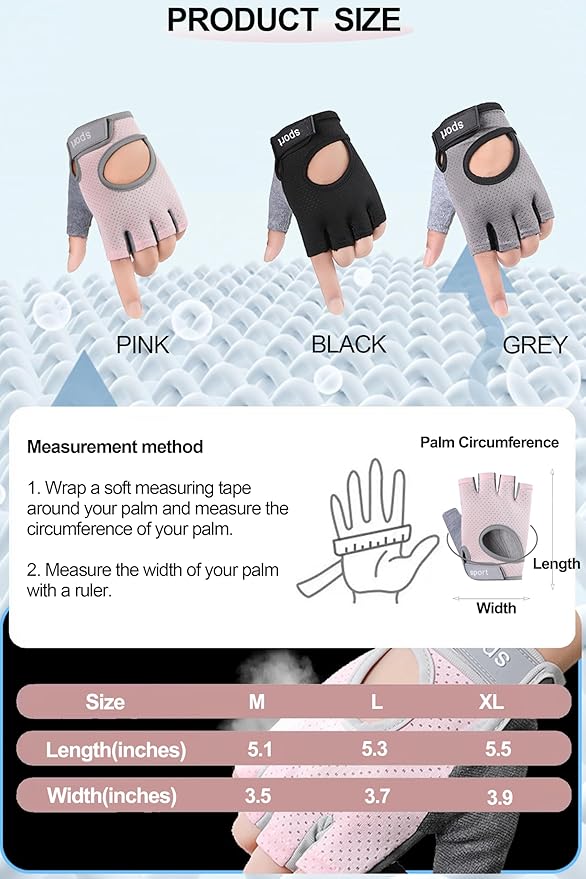 Fingerless Cycling Gloves Men Women Breathable Mesh Anti-Slip Workout Gloves for Fishing Gym Exercise Fitness Rowing