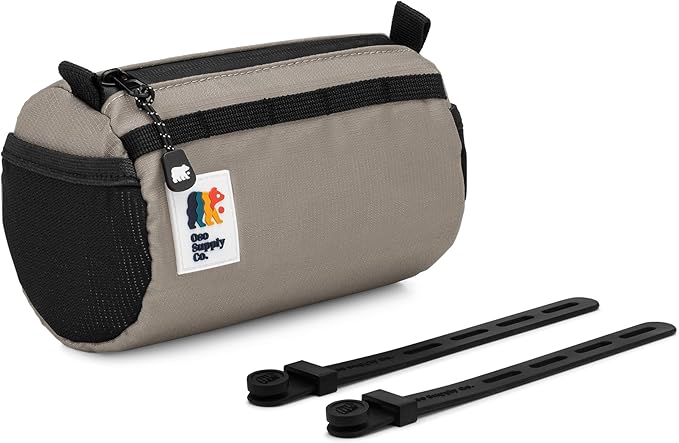 Oso Supply Co Handlebar Bike Bag – Water-Resistant Hard Shell with Quick-Access Zipper, Side Mesh Pockets, and Spacious Storage – Ideal for Cycling, Commuting, and Adventure Rides (Smoke Gray)