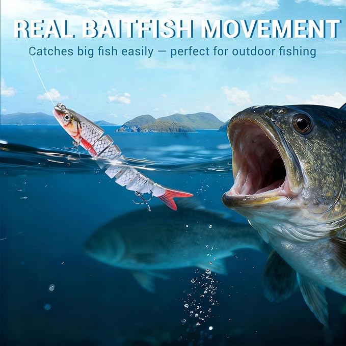 Fishing Lures Multi Jointed Fish Fishing Kits Slow Sinking Lifelike Swimbait Freshwater and Saltwater Crankbaits for Bass Trout Bass Lures