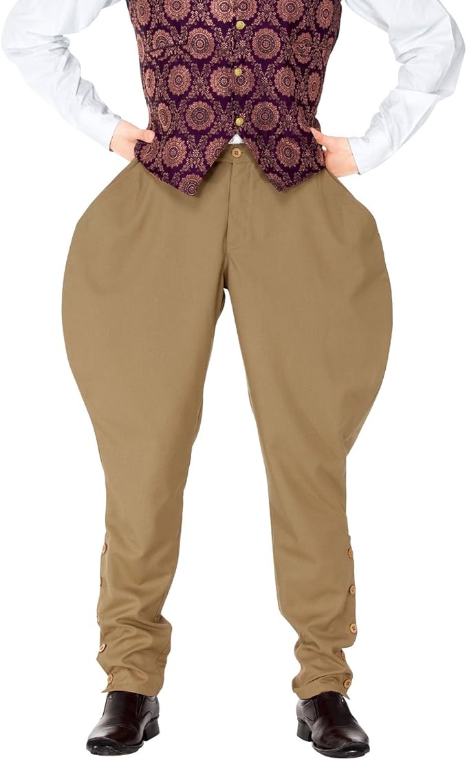 ThePirateDressing Steampunk Victorian Cosplay Costume Mens Archibald Jodhpur Pants Trousers