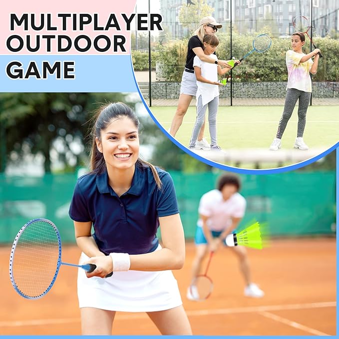 12 Pack Badminton Rackets Set Including Badminton Racquets, Nylon Shuttlecocks and Carry Bag for Outdoor Backyard Games Beginners