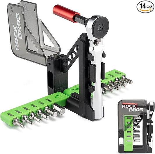 ROCKBROS Bike Tool Kit, Mini Bike Multitool, 12-in-1 Portable Bike Repair Kit, Durable Mini Ratchet Set, Maintenance Accessories for Ebike Road Mountain Bike Travel & Home (1)