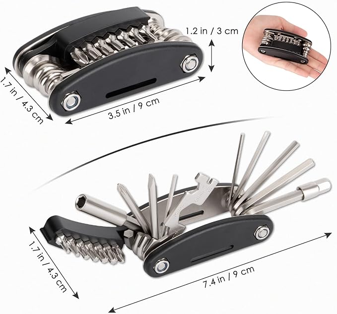 WOTOW Bike Repair Tool Kit - 21 in 1 Bicycle Multitool with Bone Wrench Portable Mountain Bike Tool Kit Riding Emergency Maintenance, Hex Key Wrench & Bike Tube Patch Kit & Tire Lever (21 in 1+Bone)