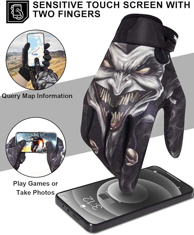 RIGWARL Motorcycle Gloves for Men Women Touchscreen, Lightweight Dirt Bike Glove Non-Slip, Skeleton Motorcycle Riding Glove