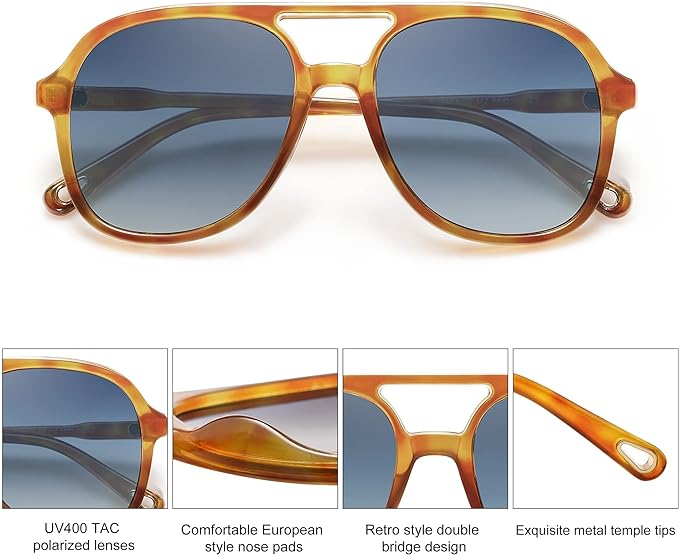 SOJOS Retro Polarized Aviator Sunglasses Womens Mens Classic 70s 80s Vintage Trendy Square Aviators SJ2174