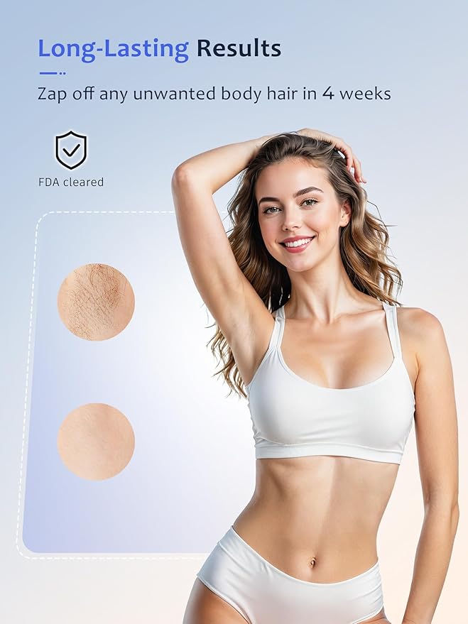 Laser Hair Removal,IPL Hair Removal Device with 5℃ Ice Cooling,At-Home Painless Laser Hair Removal for Women & Men,Body Legs Armpits Use (Gold)