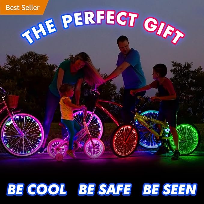 Activ Life LED Bike Wheel Lights with Batteries Included! Get 100% Brighter and Visible from All Angles for Ultimate Safety & Style (1 Tire Pack)