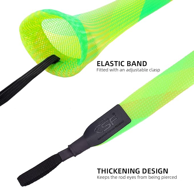 SF Fishing Rod Sock Fishing Rod Sleeve Rod Cover Braided Mesh Rod Protector Pole Gloves Fishing Tools for Spinning Fishing Rod,Casting Rod,Musky Rod, Ice Rod, Fly Rod, Spey Rod