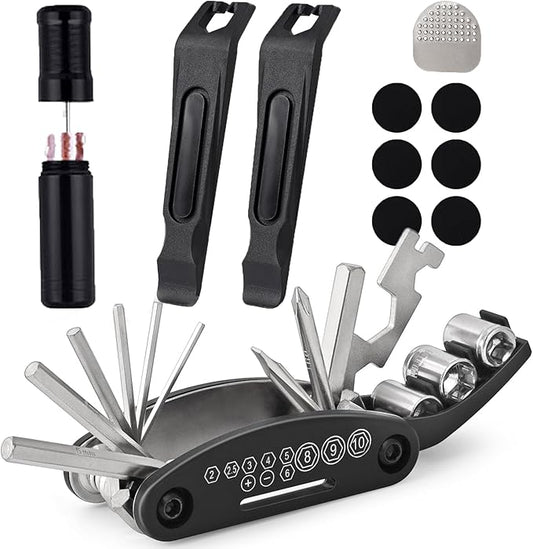Tubeless Bike Tire Repair Kits and Bike Tool Kit,Bike Tire Repair kit with Multitool and Tire Levers for Road Bicycle and Mountain Bike MTB Tires Fix a Puncture or Flat