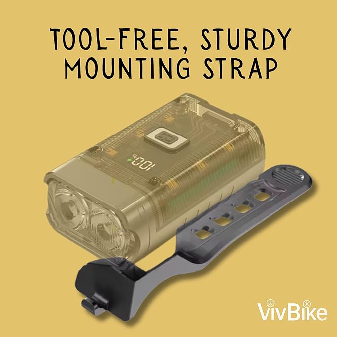 HerTime2 VivBike Rechargeable Bike Light – LED Bicycle Headlight, USB-C Charging, Waterproof, Multiple Lighting Modes