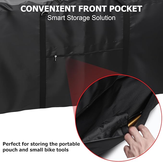 Bike Travel Bag with Fillable Anti-Collision Compartment, Heavy Duty Double-Layer 1200D Nylon Transport Case, Large Airplane Storage Carrier for 26-29 Inch Mountain and 700C Road Bicycles