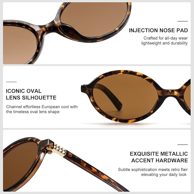Retro Oval Sunglasses for Women Vintage 90s Y2K Trendy Designer Sun Glasses