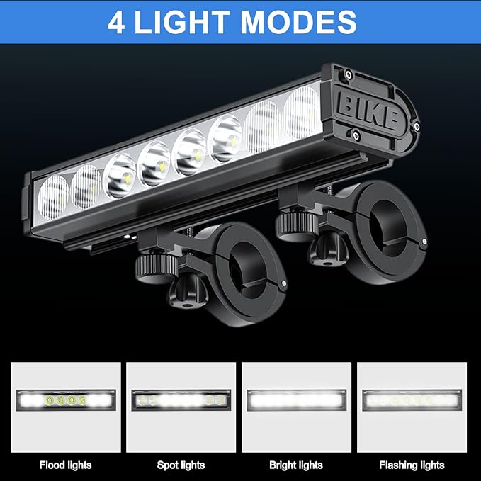Bike Lights, 17 LED 4800 Lumen Bicycle Light with 4 Modes, 10000mAh USB Rechargeable Bike Light, Bike Headlight with Digital Power Display, Wide Beam Bike Lights for Night Riding