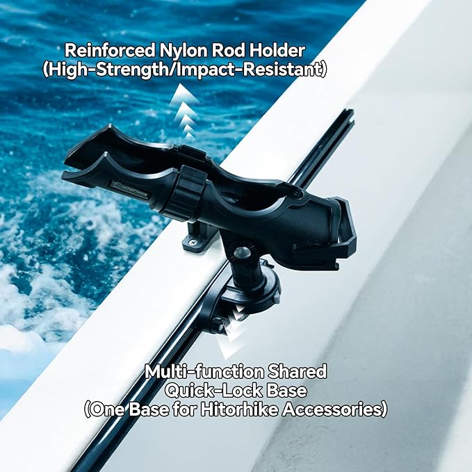 HITORHIKE Fishing Rod Holder Universal Fit Kit Allows for 360-degree Adjustment Kayak Fishing Boat Powerlock Rod Holder