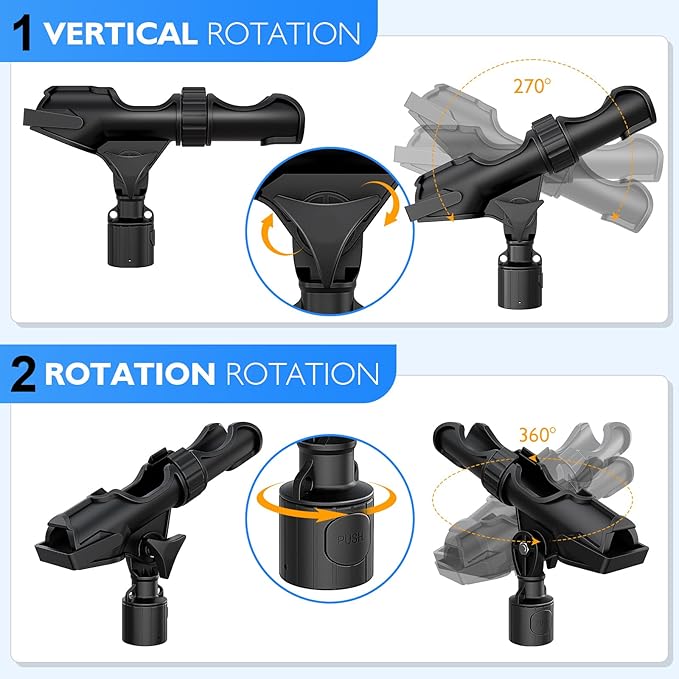 2 Pack Kayak Fishing Rod Holders - Large Size, Adjustable, Durable, Secure Track Mount for Kayak Canoe Anglers, Kayak Accessories