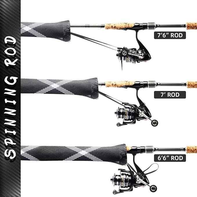 SF Fishing Rod Sock Fishing Rod Sleeve Rod Cover Braided Mesh Rod Protector Pole Gloves Fishing Tools for Spinning Fishing Rod,Casting Rod,Musky Rod, Ice Rod, Fly Rod, Spey Rod