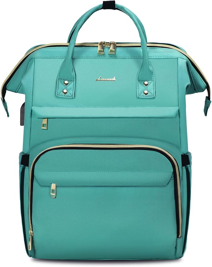 LOVEVOOK Laptop Backpack for Women,17 Inch Professional Womens Travel Backpack Purse Computer Laptop Bag Nurse Teacher Backpack,Waterproof College Work Bags Carry on Back Pack with USB Port,Mint Green