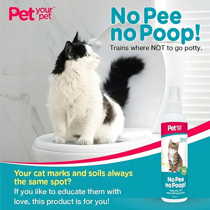 Cat Potty Training Spray No Pee No Poop, 8 Fl Oz, Non Toxic Spray for Cats Only, Natural Pee Deterrent, Stops Urine Marking and Pooping, Indoor Outdoor Keep Off
