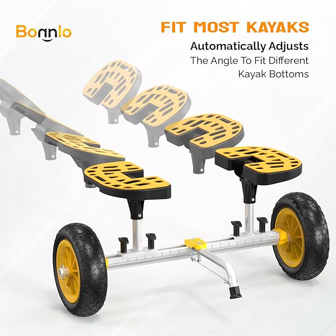 Bonnlo Kayak Cart with10-Inch Kayak Wheels, Canoe Trolley Cart with Adjustable Straps, No Tools Required for Easy Assembly All-Terrain for Kayaks, Canoes, Paddleboards